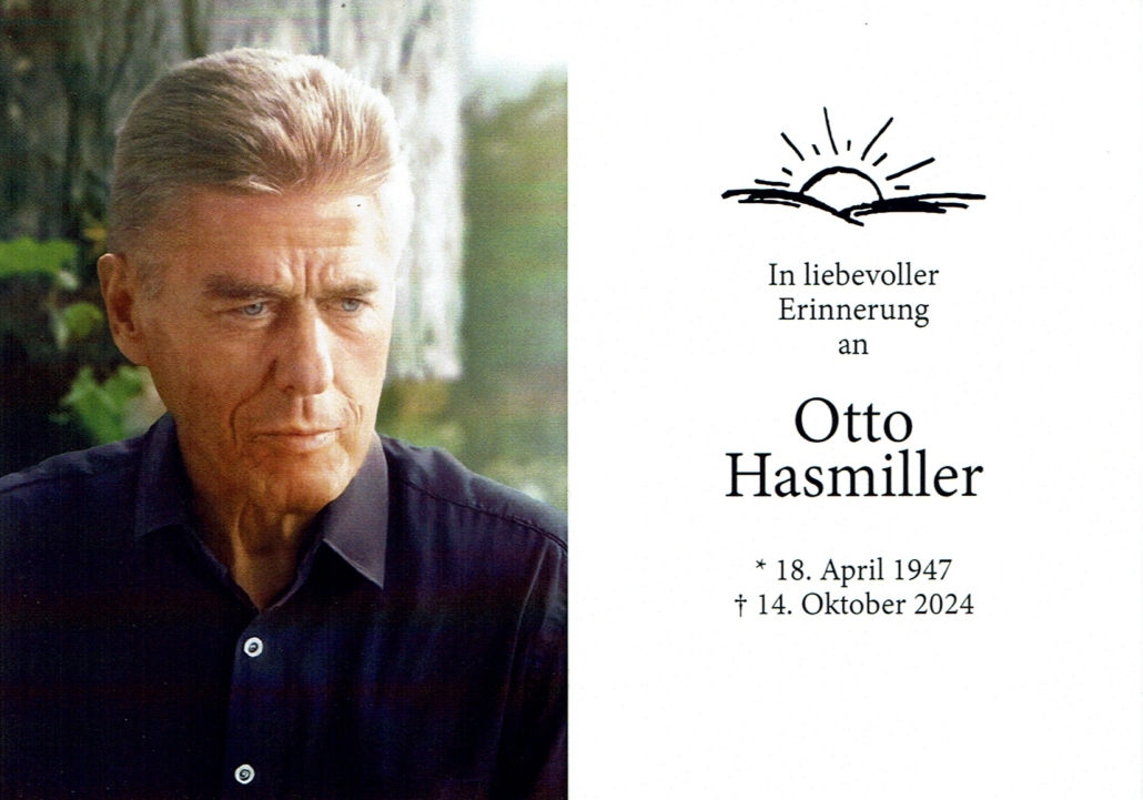 Sterbebild Vorstands- und Ehrenmitglied Otto Hasmiller